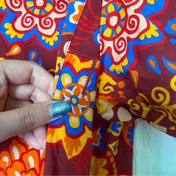 La DoubleJ Dress Bowling Floral Orange Relaxed Maxi Shirtdress Taranta XS GUC - Picture 5 of 12